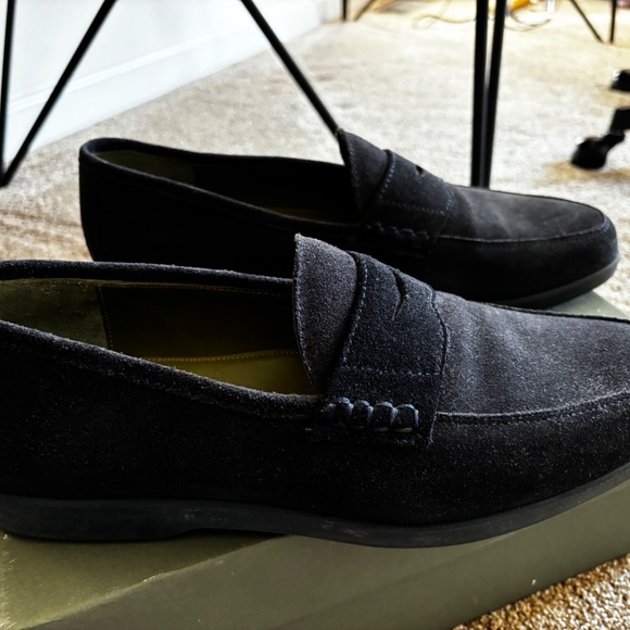 Inkerman men's navy suede penny loafers, size 11 - Picture 2 of 5